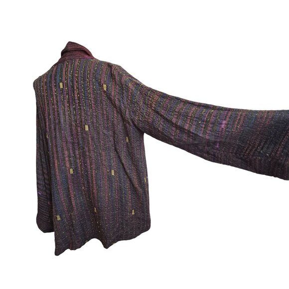 Susan Neal Handwoven Multicolor Open Front Jacket Cardigan Reversible CM2056 - Picture 15 of 16